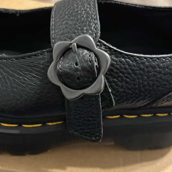 Dr Martens Addina Flower Buckle Leather Platform Shoes - Picture 8 of 14